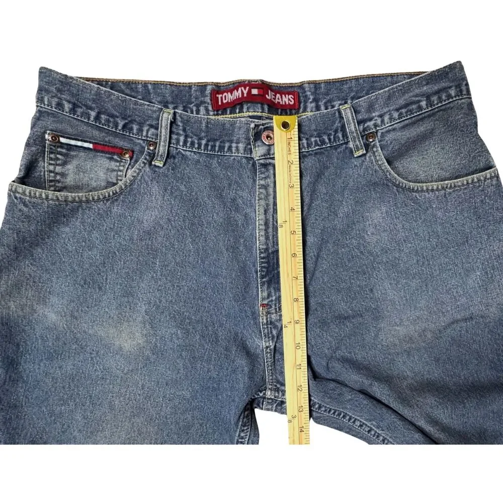 Vtg Tommy Hilfiger Jeans Mens Denim Straight Relaxed 38x32 Blue Dad‎ Y2K Retro